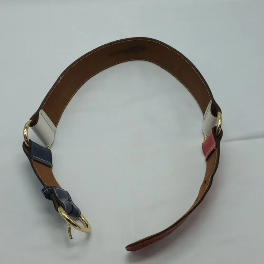 Vintage Handmade Red White and Blue Leather Calderon Belt